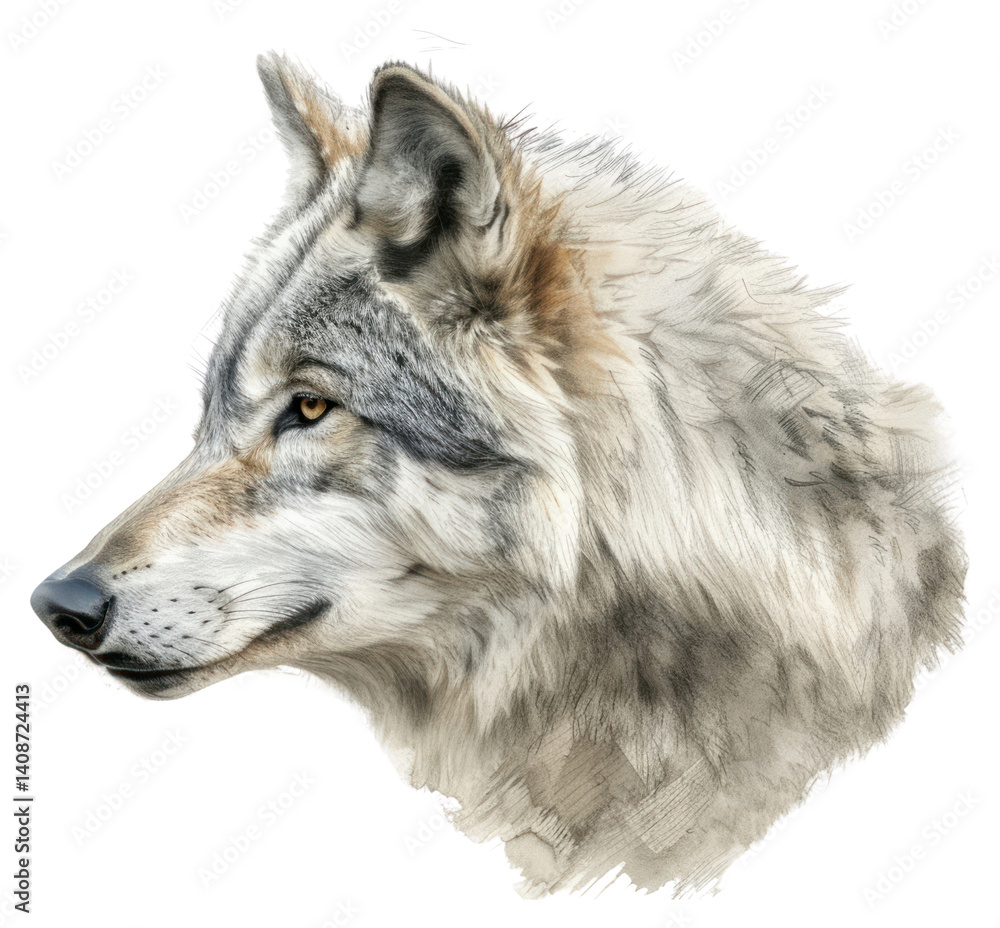 Fototapeta premium PNG Wolf drawing illustrated animal.