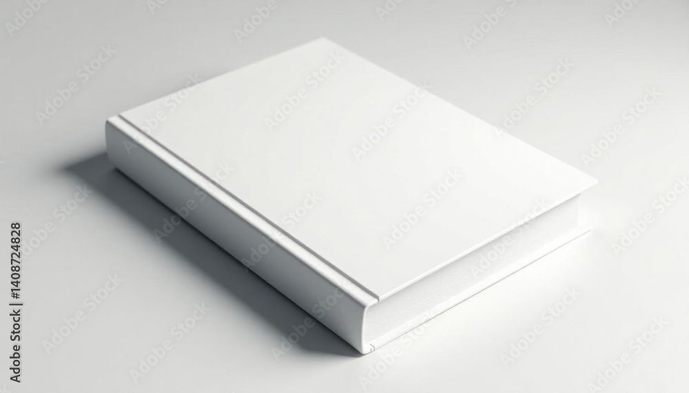 Sleek white book cover with subtle shadow and reflection , modern, books, typography Sleek white book cover with subtle shadow and reflection , modern, books, typography