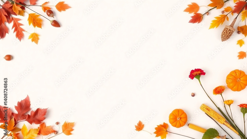 Background with Autumn decorations with empty space in the middle Background with Autumn decorations with empty space in the middle
