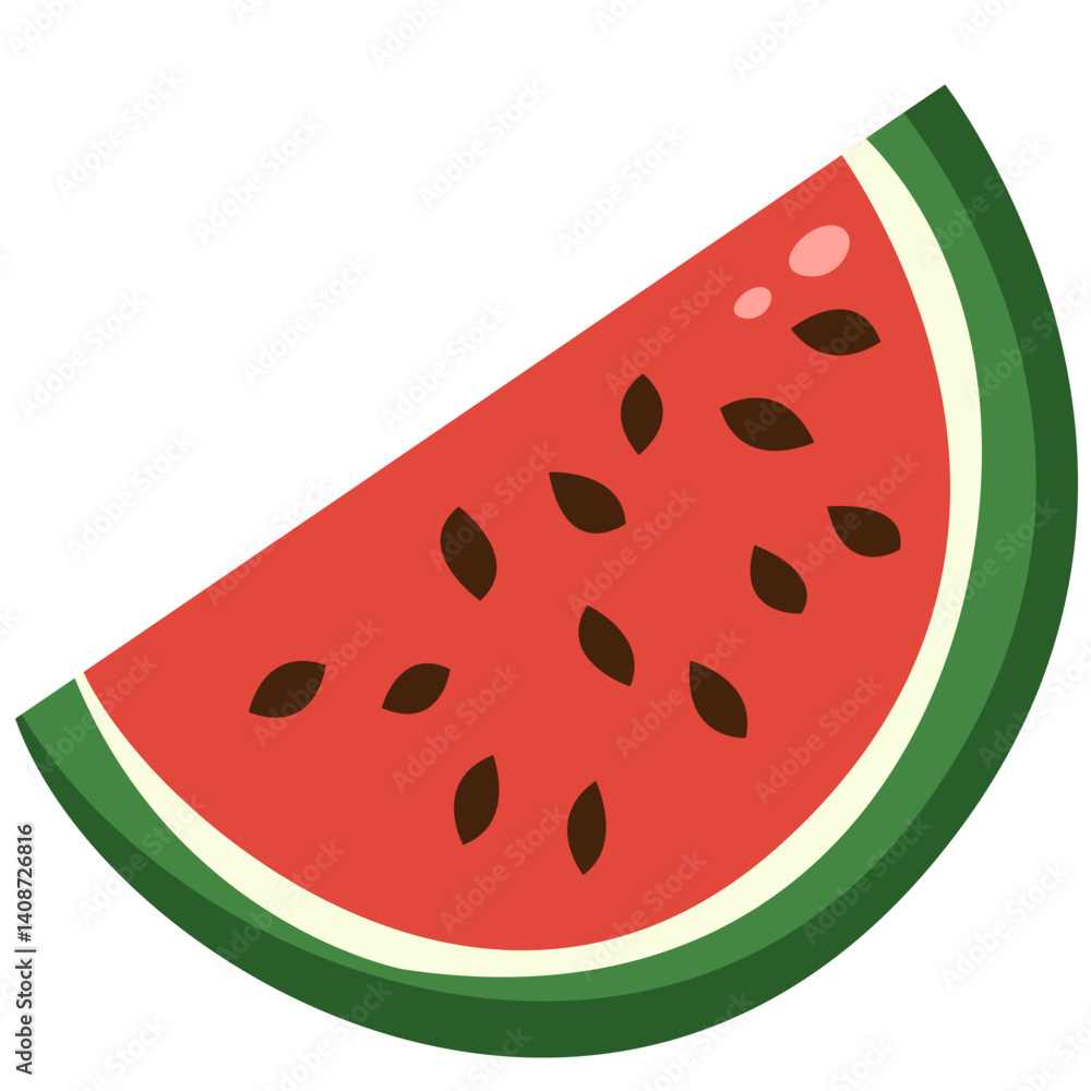 Simple flat-style watermelon slice illustration with seeds. Great for summer themes, fruit graphics, healthy food designs, kids’ projects, menu icons, and digital design needs. Simple flat-style watermelon slice illustration with seeds. Great for summer themes, fruit graphics, healthy food designs, kids’ projects, menu icons, and digital design needs.