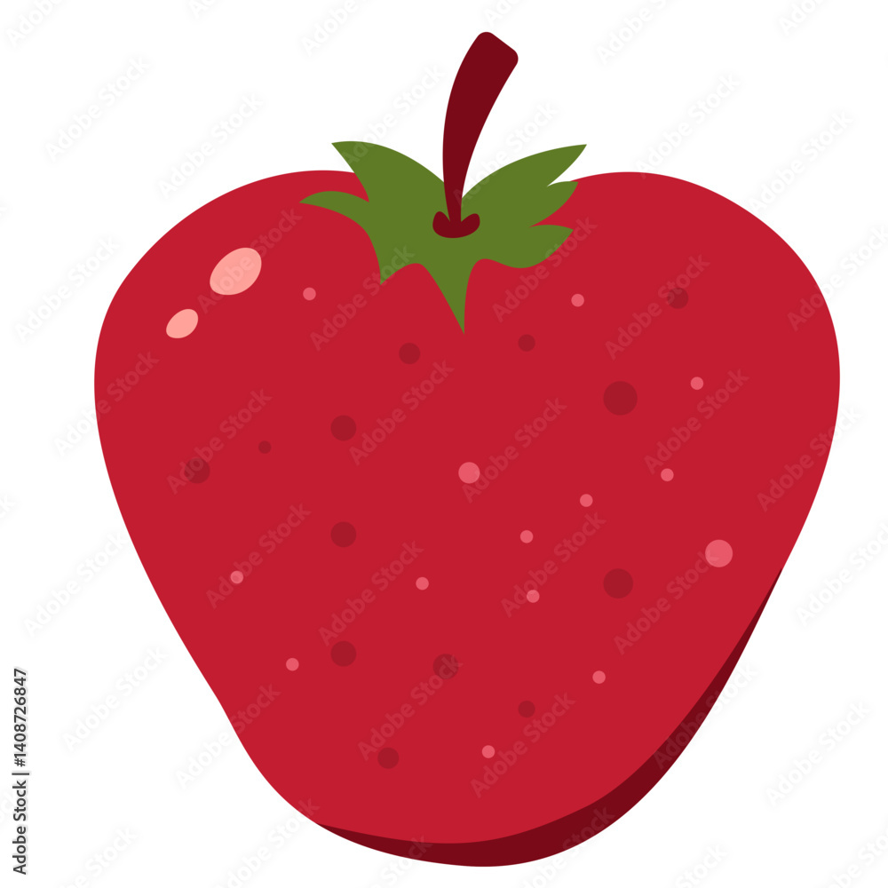 Flat vector illustration of a red strawberry with leaves. Perfect for dessert designs, organic branding, summer fruit themes, healthy food visuals, or educational fruit content. Flat vector illustration of a red strawberry with leaves. Perfect for dessert designs, organic branding, summer fruit themes, healthy food visuals, or educational fruit content.