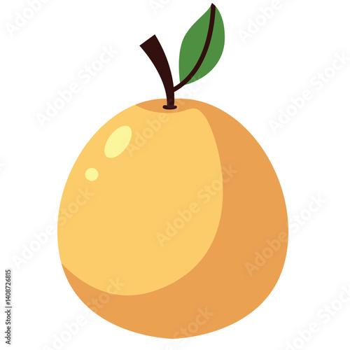 Flat illustration of a ripe orange peach with green leaf. Suitable for food themes, fruit designs, healthy eating graphics, summer vibes, or children’s cartoon-style projects.