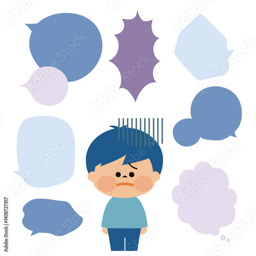 いじめ　言葉に怯える子供のイメージイラスト