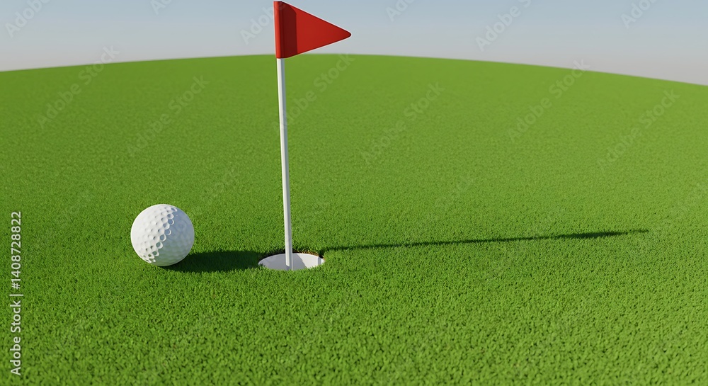 Obraz premium Golf Ball Near Hole: A Simple Green Putting Scene