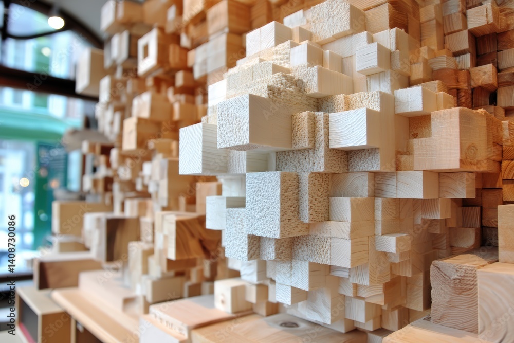 Intricate wood sculpture display urban gallery art installation contemporary environment close-up view creative expression Intricate wood sculpture display urban gallery art installation contemporary environment close-up view creative expression