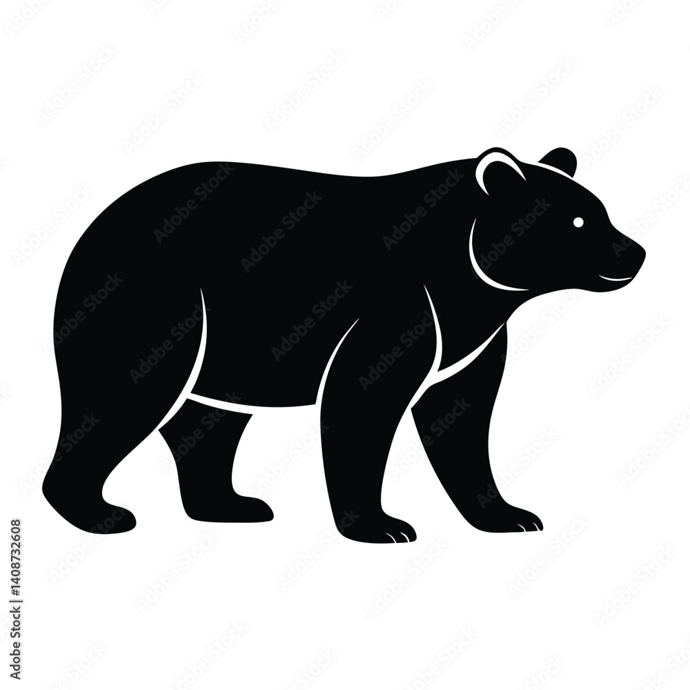 Black silhouette of a walking bear on a white background high resolution picture Black silhouette of a walking bear on a white background high resolution picture