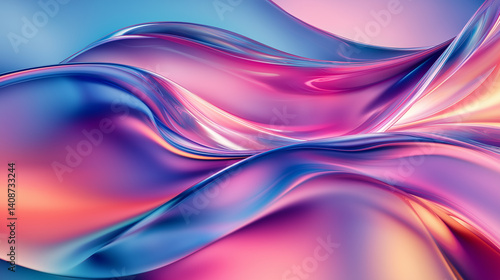 Wallpaper Mural colorful abstract waves in pink and blue. Torontodigital.ca