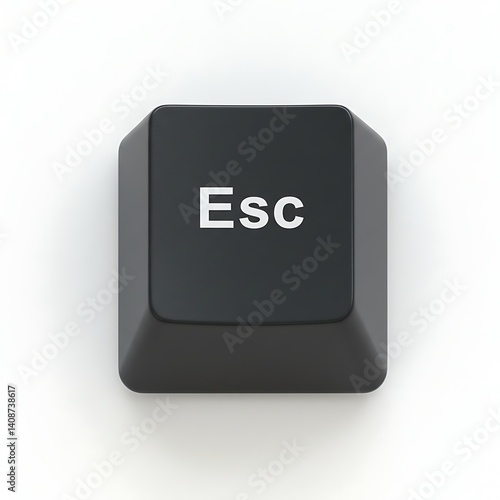 Isolated Single Black Escape Key, 3D Render