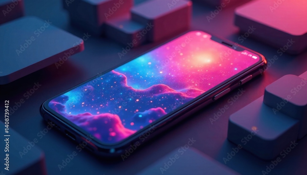 custom made wallpaper toronto digitalFuturistic phone display featuring social media interface, digital, social media, technology