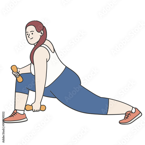 Overweight young woman exercise