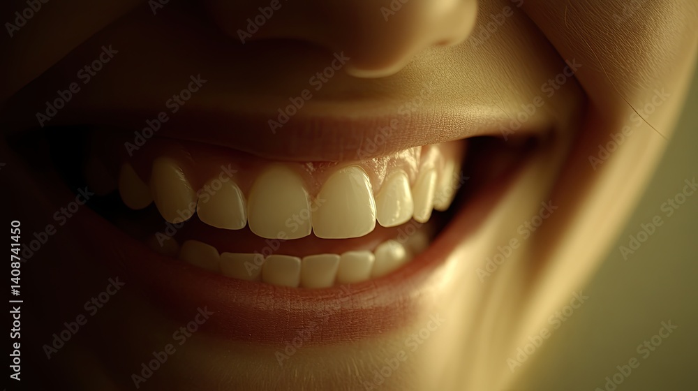 Naklejka premium Close-up of a joyful smile showcasing healthy teeth.