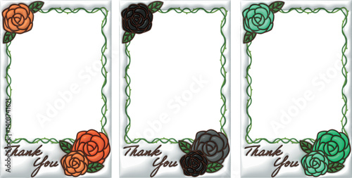 メッセージカード ぷっくり デコレーション フレーム オレンジ ブラック ミント