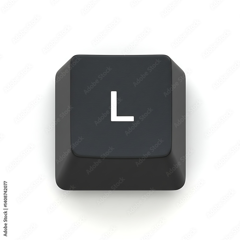 High-Resolution Image of a Single Black Keyboard Key: Letter L High-Resolution Image of a Single Black Keyboard Key: Letter L