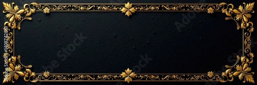 Luxurious gold and black invitation card with intricate gold foil details , Textured, Luxury