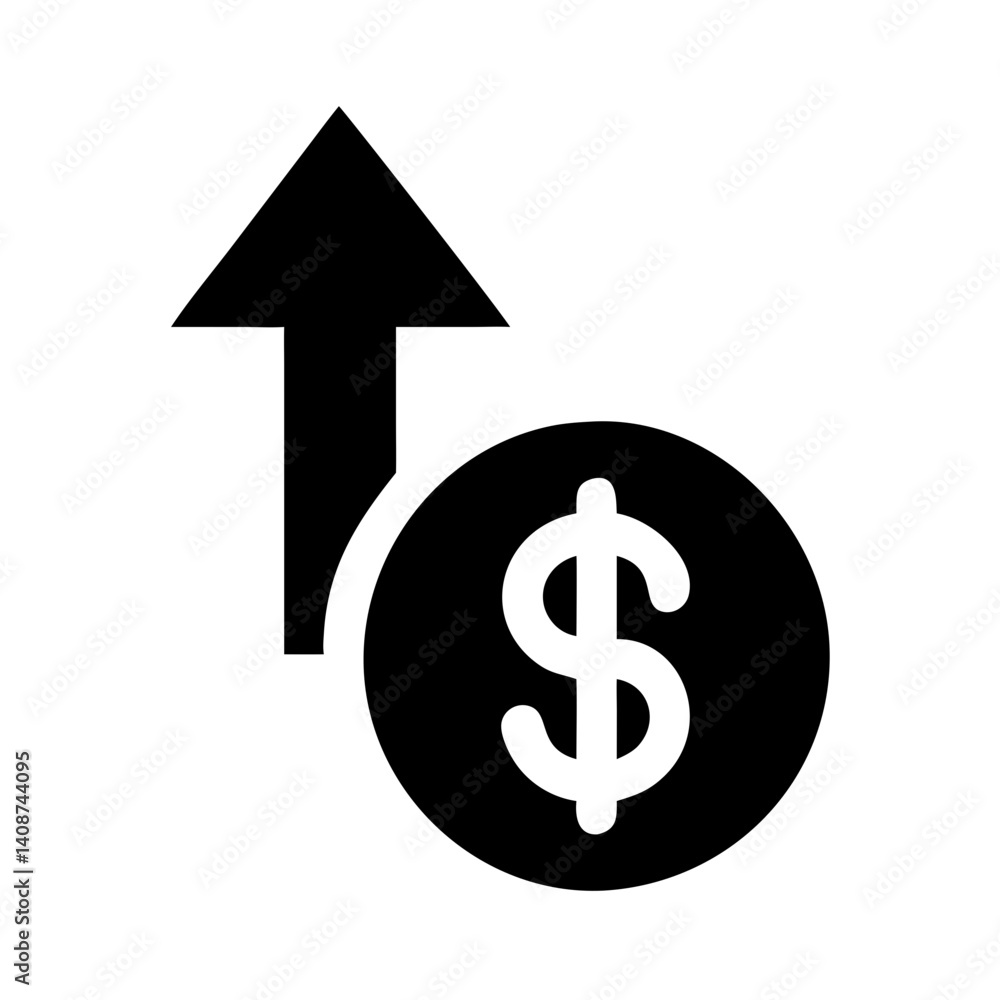 cost up black filled vector icon cost up black filled vector icon