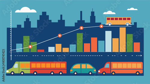 A graph displaying data on commuting patterns and peak hours aids urban planners in designing efficient transportation systems and reducing traffic congestion in a growing city.. Vector illustration