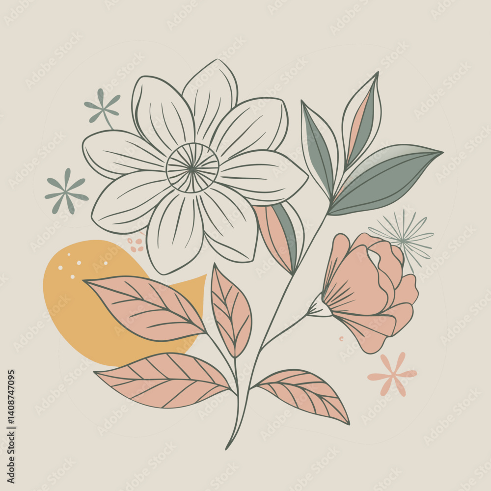 Fototapeta premium Vector illustration: samples of floral design elements
