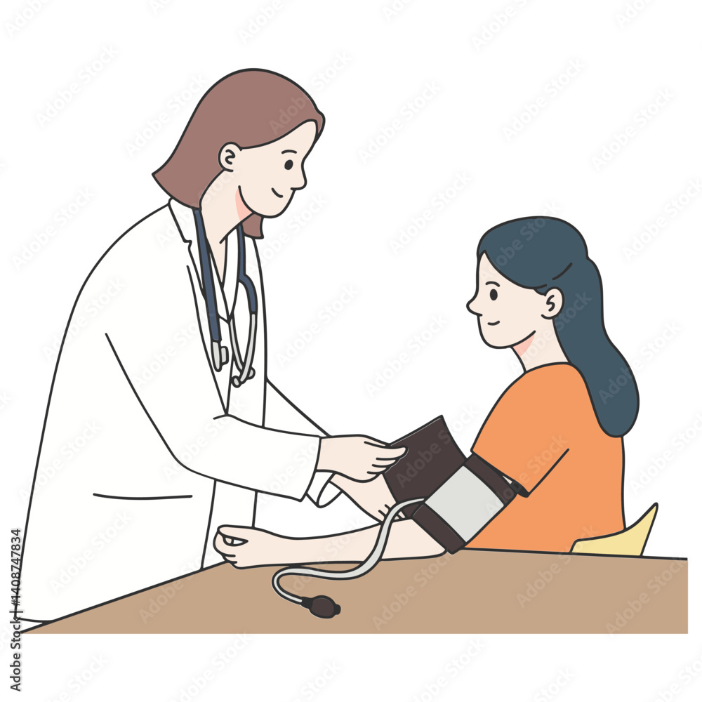 Doctor checking blood pressure