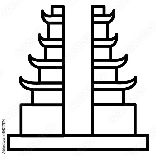 Icon of a Balinese temple gate or Candi Bentar, a split gateway symbolizing the entrance to sacred spaces and a common sight in Bali.