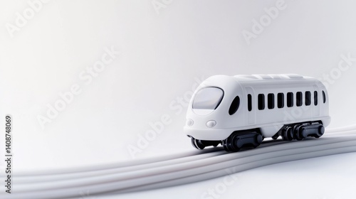 Obraz na płótnie White Toy Train on Minimalist Background with Wires and Curves w salonie