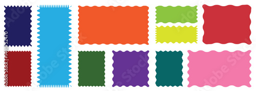 
Color rectangle frames with wiggly borders. Abstract Elements for Frame, Stamp, Template, Promo Design, Web Design and Social
