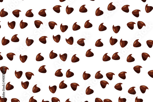 Seamless chocolate chips vector design isolated on white background.