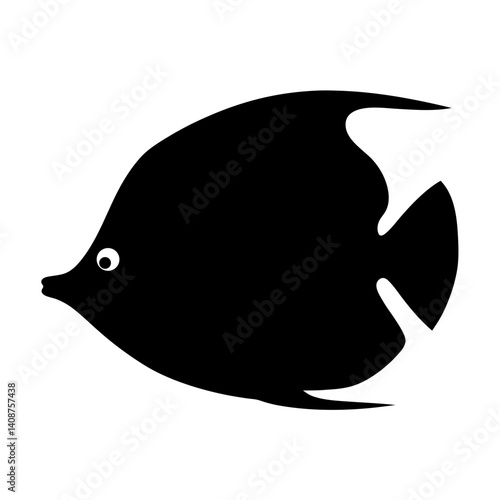  aquarium fish black silhouette of a moorish idol fish aquatic animal ocean life- simple black silhouette of a aquarium fish tropical sea life animal icon,