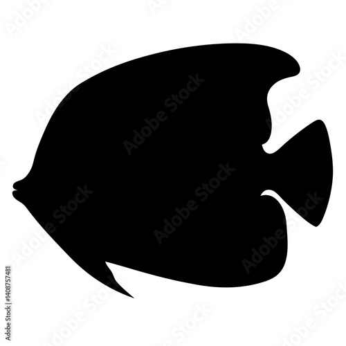 angelfish black silhouette of a moorish idol fish aquatic animal ocean life- simple black silhouette of a angelfish tropical sea life animal icon,