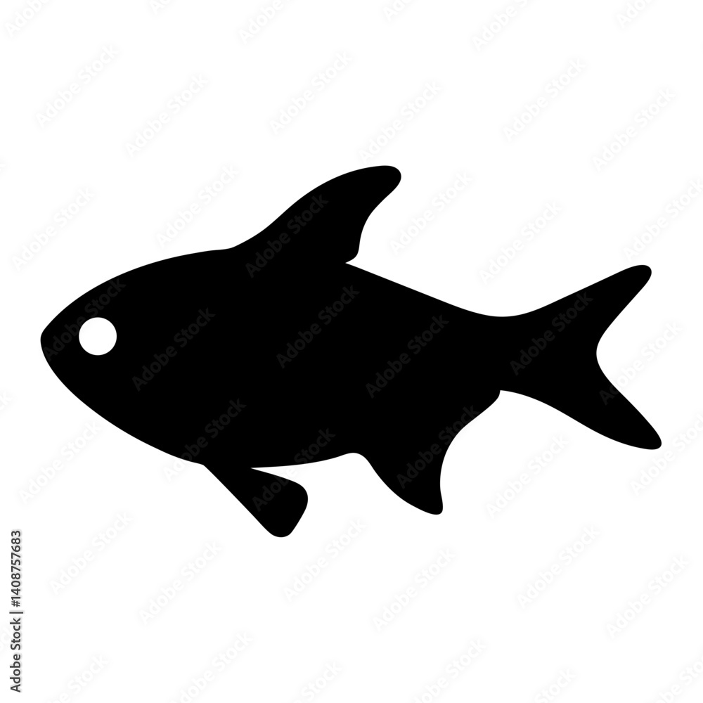 Fototapeta premium black skirt tetra fish black silhouette of a moorish idol fish aquatic animal ocean life- simple black silhouette of a black skirt tetra fish tropical sea life animal icon,