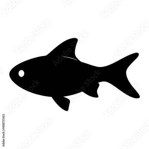 black skirt tetra fish black silhouette of a moorish idol fish aquatic animal ocean life- simple black silhouette of a black skirt tetra fish tropical sea life animal icon,