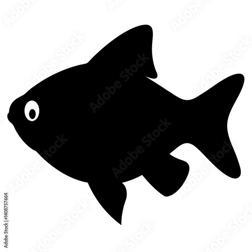 black skirt tetra fish black silhouette of a moorish idol fish aquatic animal ocean life- simple black silhouette of a black skirt tetra fish tropical sea life animal icon,