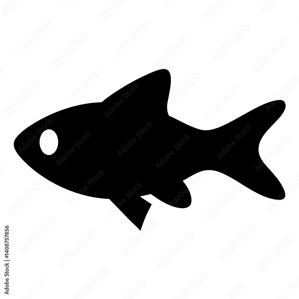 Obraz premium celestial pearl danio fish black silhouette of a moorish idol fish aquatic animal ocean life- simple black silhouette of a celestial pearl danio fish tropical sea life animal icon,