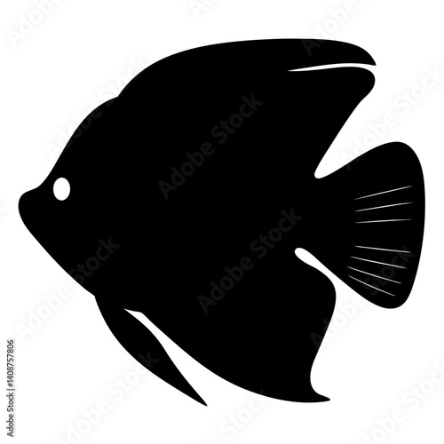 bristlenose pleco fish black silhouette of a moorish idol fish aquatic animal ocean life- simple black silhouette of a bristlenose pleco fish tropical sea life animal icon,