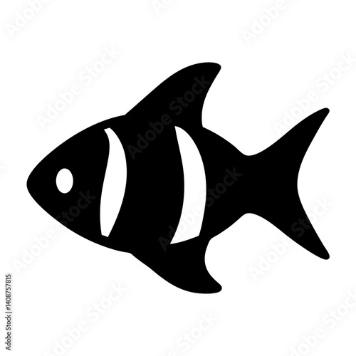 celestial pearl danio fish black silhouette of a moorish idol fish aquatic animal ocean life- simple black silhouette of a celestial pearl danio fish tropical sea life animal icon,