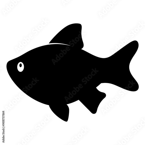 celestial pearl danio fish black silhouette of a moorish idol fish aquatic animal ocean life- simple black silhouette of a celestial pearl danio fish tropical sea life animal icon,