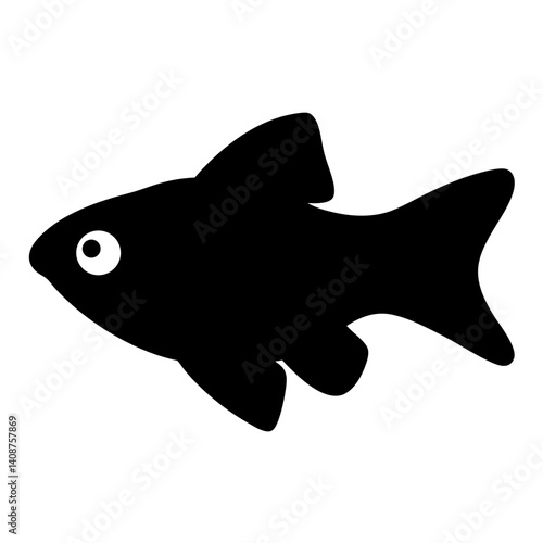 celestial pearl danio fish black silhouette of a moorish idol fish aquatic animal ocean life- simple black silhouette of a celestial pearl danio fish tropical sea life animal icon,