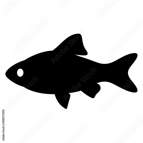 cherry barb fish black silhouette of a moorish idol fish aquatic animal ocean life- simple black silhouette of a cherry barb fish tropical sea life animal icon,