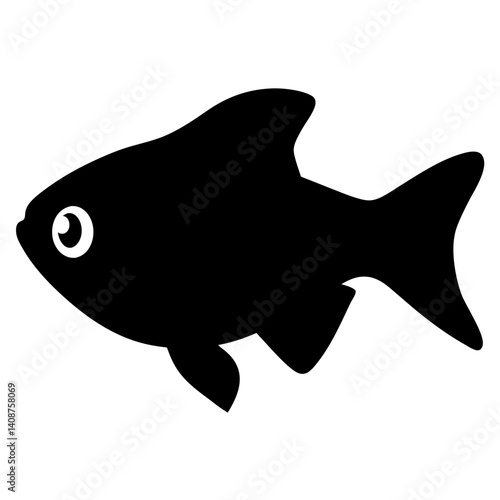 congo tetra fish black silhouette of a moorish idol fish aquatic animal ocean life- simple black silhouette of a congo tetra fish tropical sea life animal icon,