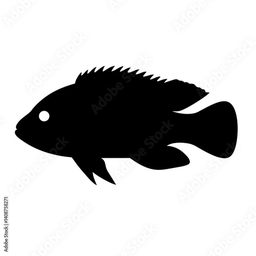 dwarf cichlid fish black silhouette of a moorish idol fish aquatic animal ocean life- simple black silhouette of a dwarf cichlid fish tropical sea life animal icon,
