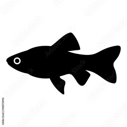 endler s livebearer fish black silhouette of a moorish idol fish aquatic animal ocean life- simple black silhouette of a endler s livebearer fish tropical sea life animal icon,
