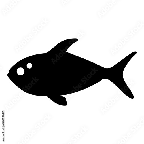 ember tetra fish black silhouette of a moorish idol fish aquatic animal ocean life- simple black silhouette of a ember tetra fish tropical sea life animal icon,