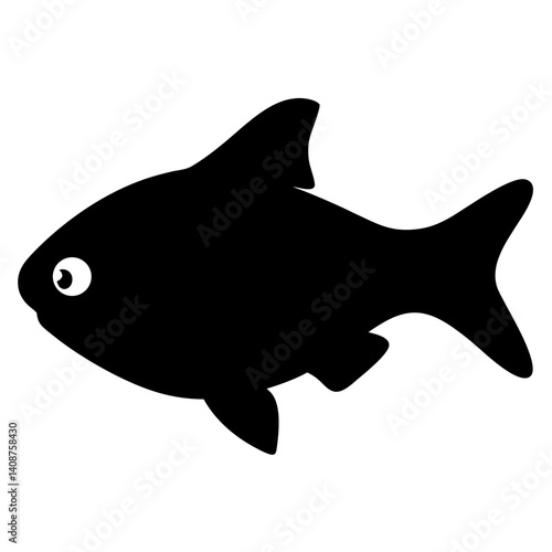 ember tetra fish black silhouette of a moorish idol fish aquatic animal ocean life- simple black silhouette of a ember tetra fish tropical sea life animal icon,