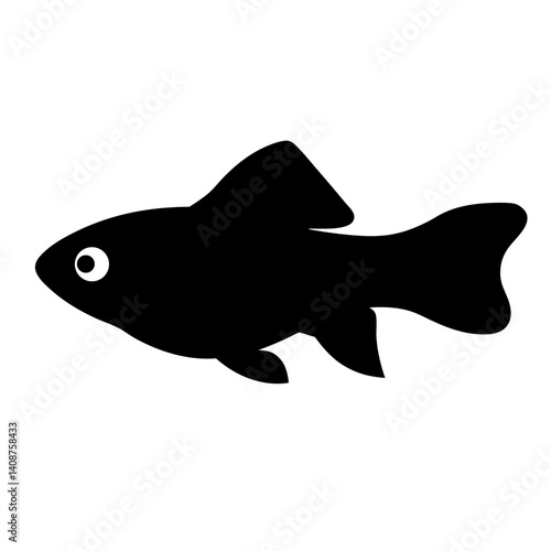 endler s livebearer fish black silhouette of a moorish idol fish aquatic animal ocean life- simple black silhouette of a endler s livebearer fish tropical sea life animal icon,