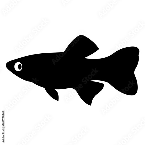 endler s livebearer fish black silhouette of a moorish idol fish aquatic animal ocean life- simple black silhouette of a endler s livebearer fish tropical sea life animal icon,