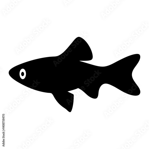endler s livebearer fish black silhouette of a moorish idol fish aquatic animal ocean life- simple black silhouette of a endler s livebearer fish tropical sea life animal icon,
