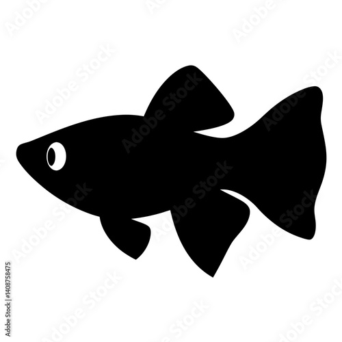 endler s livebearer fish black silhouette of a moorish idol fish aquatic animal ocean life- simple black silhouette of a endler s livebearer fish tropical sea life animal icon,