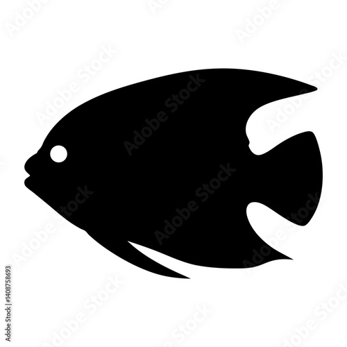 gourami fish  black silhouette of a moorish idol fish aquatic animal ocean life- simple black silhouette of a gourami fish  tropical sea life animal icon,