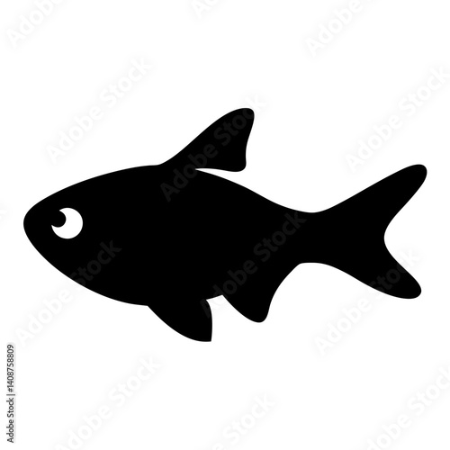 harlequin rasbora fish black silhouette of a moorish idol fish aquatic animal ocean life- simple black silhouette of a harlequin rasbora fish tropical sea life animal icon,