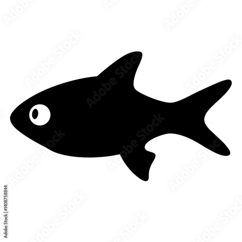 harlequin rasbora fish black silhouette of a moorish idol fish aquatic animal ocean life- simple black silhouette of a harlequin rasbora fish tropical sea life animal icon,
