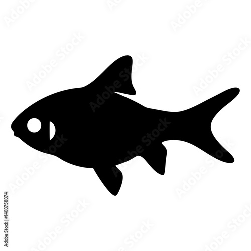 harlequin rasbora fish black silhouette of a moorish idol fish aquatic animal ocean life- simple black silhouette of a harlequin rasbora fish tropical sea life animal icon,